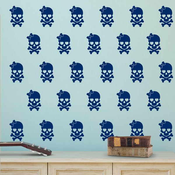 Vinilos Decorativos: Set 15X calaveras con lazo