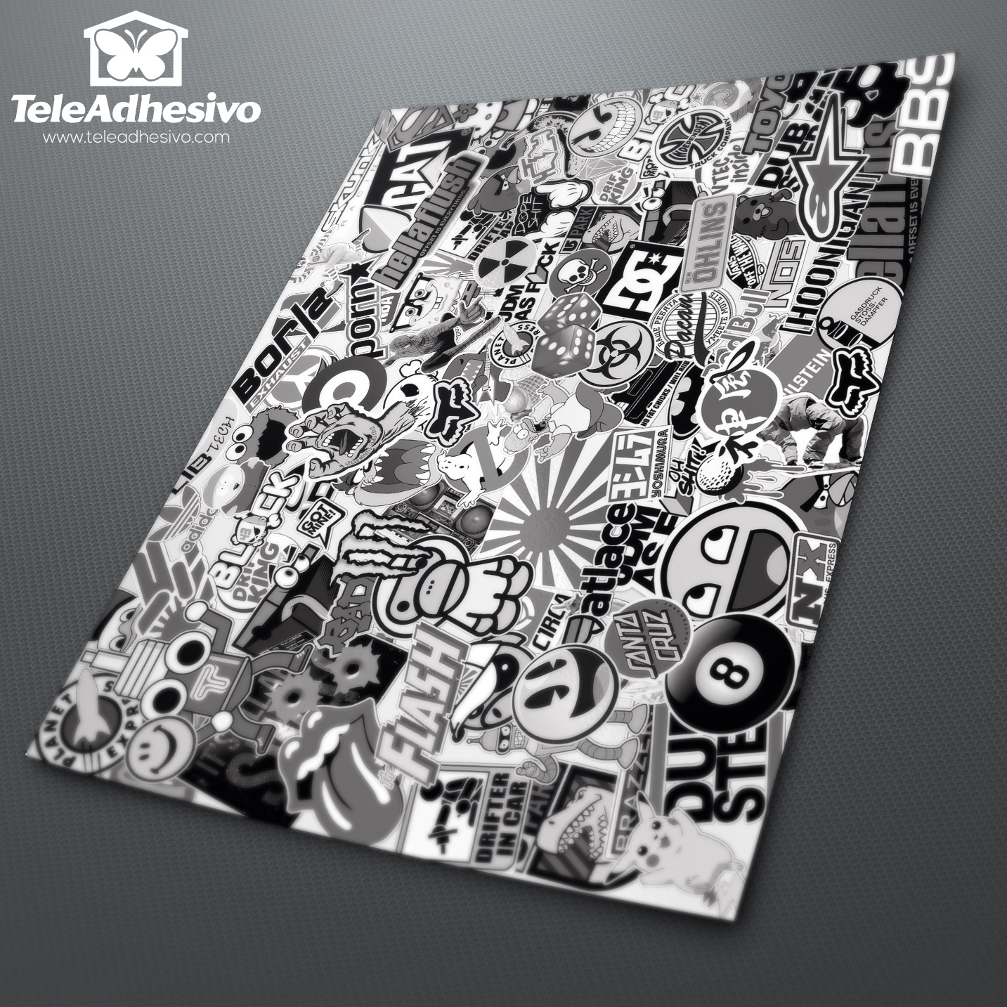 Pegatinas: Stickerbomb blanco y negro