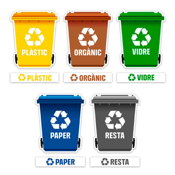 Pegatinas: Set 5X Pegatinas Reciclaje en Catalán
