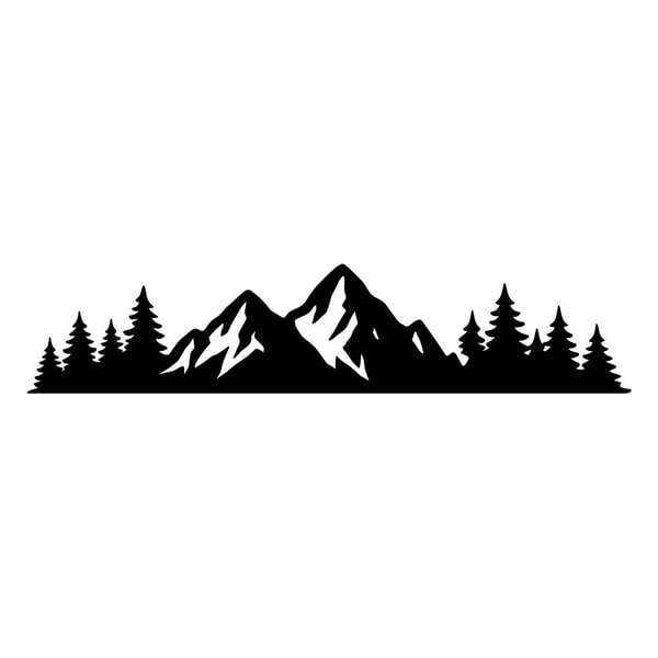 Pegatinas: Silueta de Montañas y Bosque