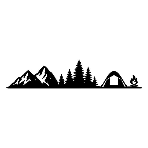 Pegatinas: Silueta Camping en la Montaña