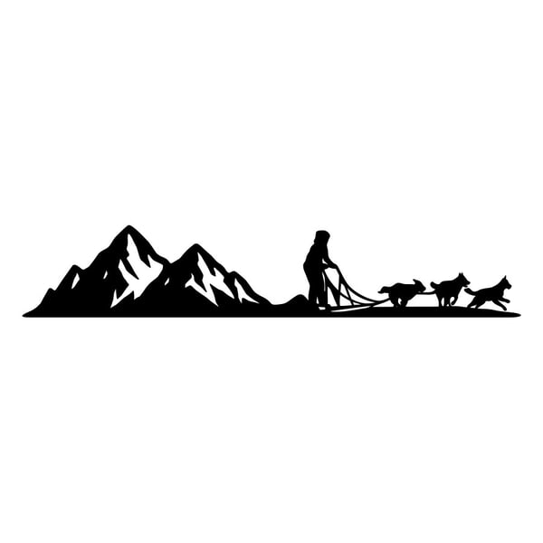 Pegatinas: Huskies con Montañas Nevadas