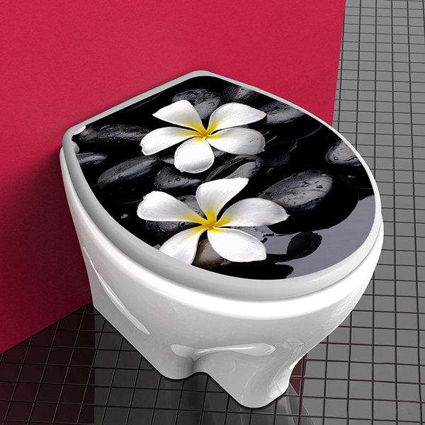 Vinilos Decorativos: Tapa WC flores frangipani