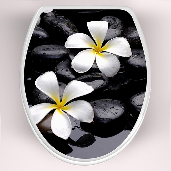 Vinilos Decorativos: Tapa WC flores frangipani