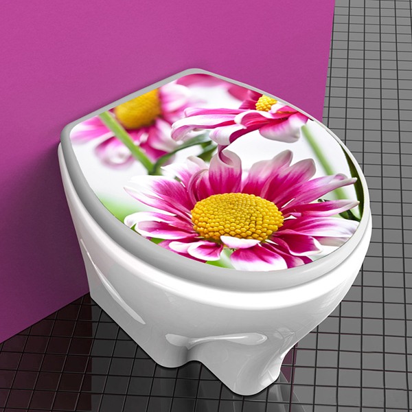 Vinilos Decorativos: Tapa wc flores rosas