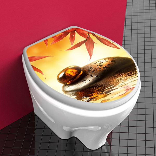 Vinilos Decorativos: Tapa wc piedra atardecer zen