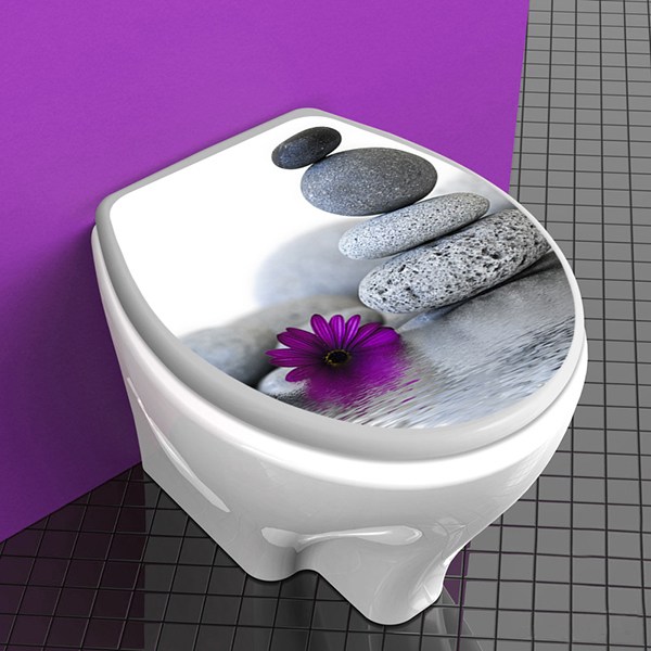 Vinilos Decorativos: Tapa wc piedras flor zen