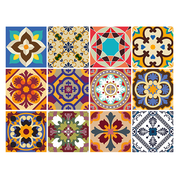 Vinilos Decorativos: Kit 48 Adhesivos azulejos Talavera