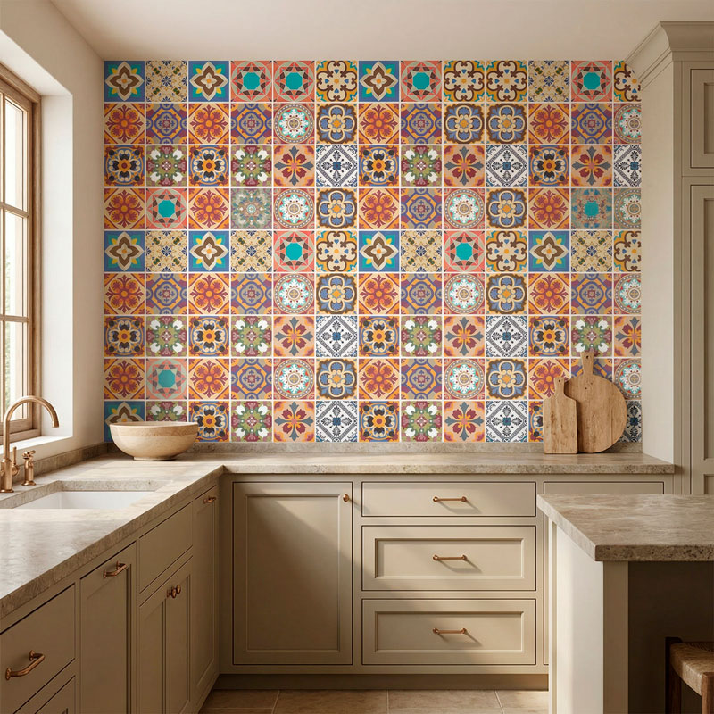 Kit 48 Adhesivos azulejos Talavera 9