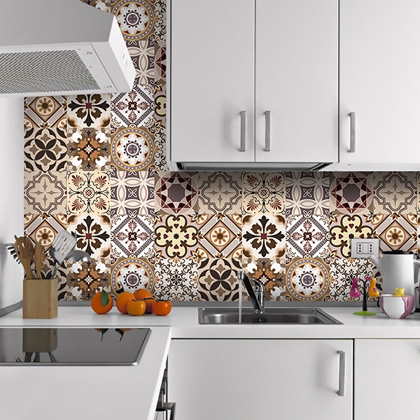 Vinilos Decorativos: Kit 48 azulejos de baños en tonos sepia