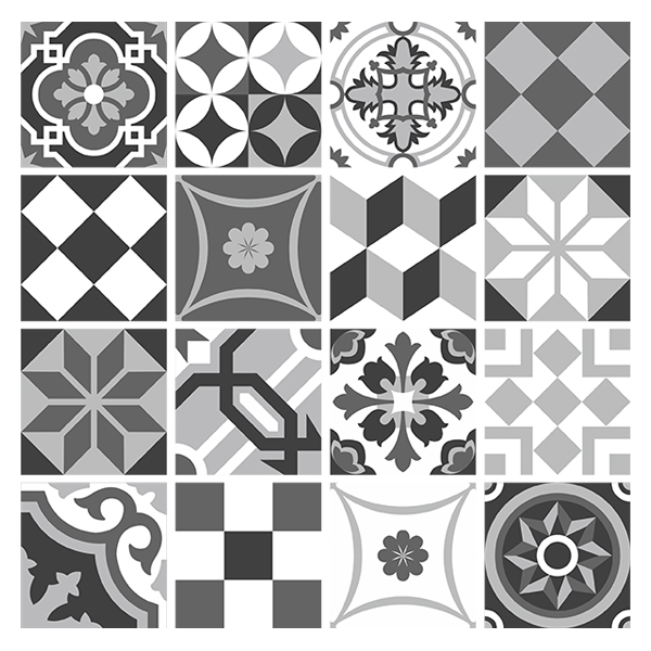 Vinilos Decorativos: Kit 48 azulejos blanco y negro