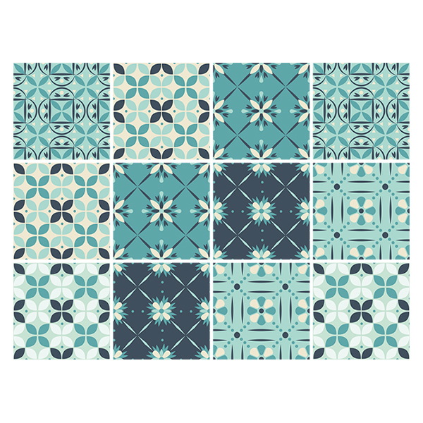 Vinilos Decorativos: Kit 48 azulejos verdosos para baño