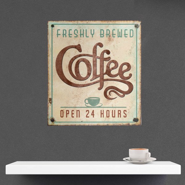 Vinilos Decorativos: Coffee Open 24 Hours