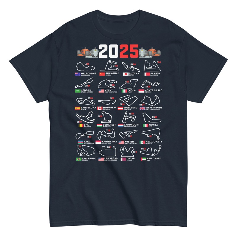 Camisetas: Calendario Circuitos Fórmula 1 2025