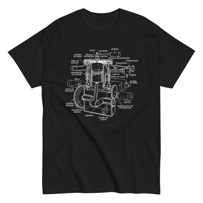 Camisetas: Camiseta Boceto Vintage de Motor de Explosión