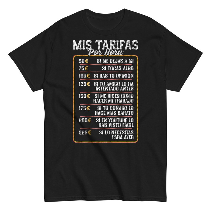Camisetas: Mis Tarifas Por Hora Profesional