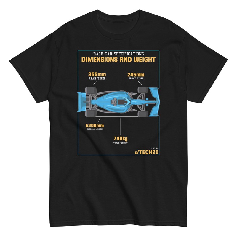 Camisetas: Especificaciones de Coche de Carreras con F&oacute;rmula 