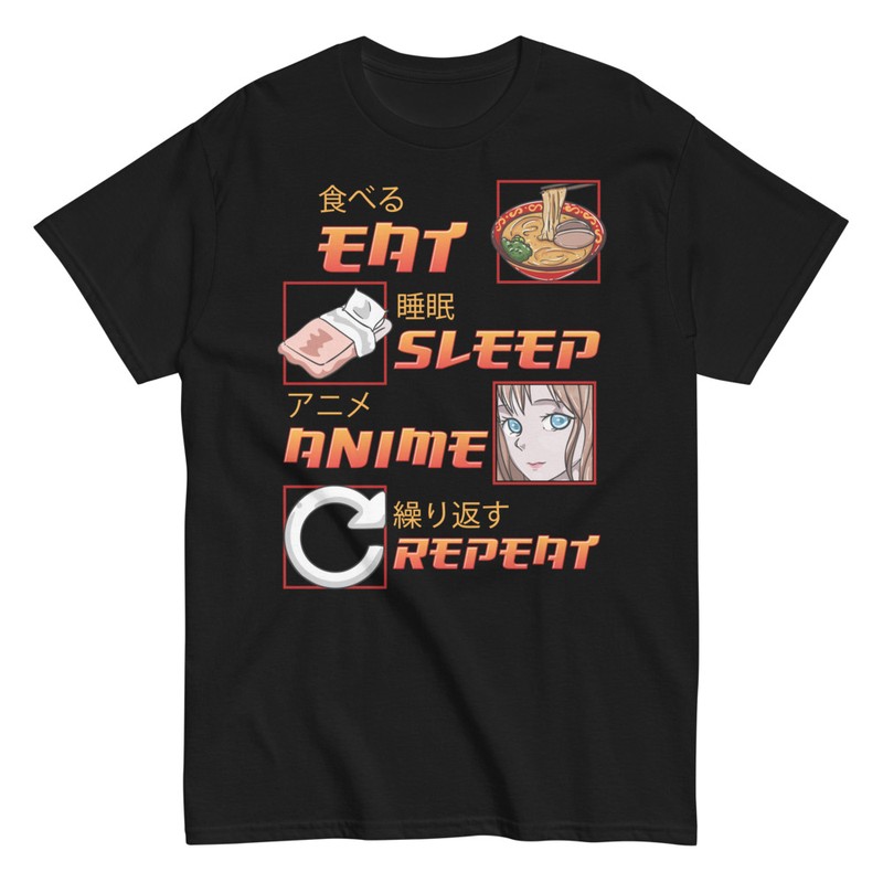 Camisetas: Camiseta Eat Sleep Anime Repeat