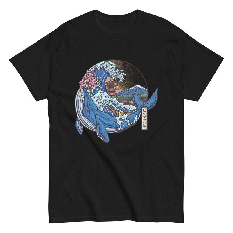 Camisetas: Ballena y Ola Paisaje Japonés