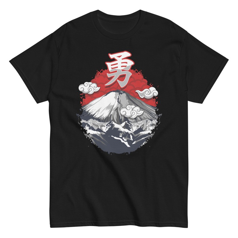 Camisetas: Camiseta Monte Fuji Japón con Kanji y Nubes