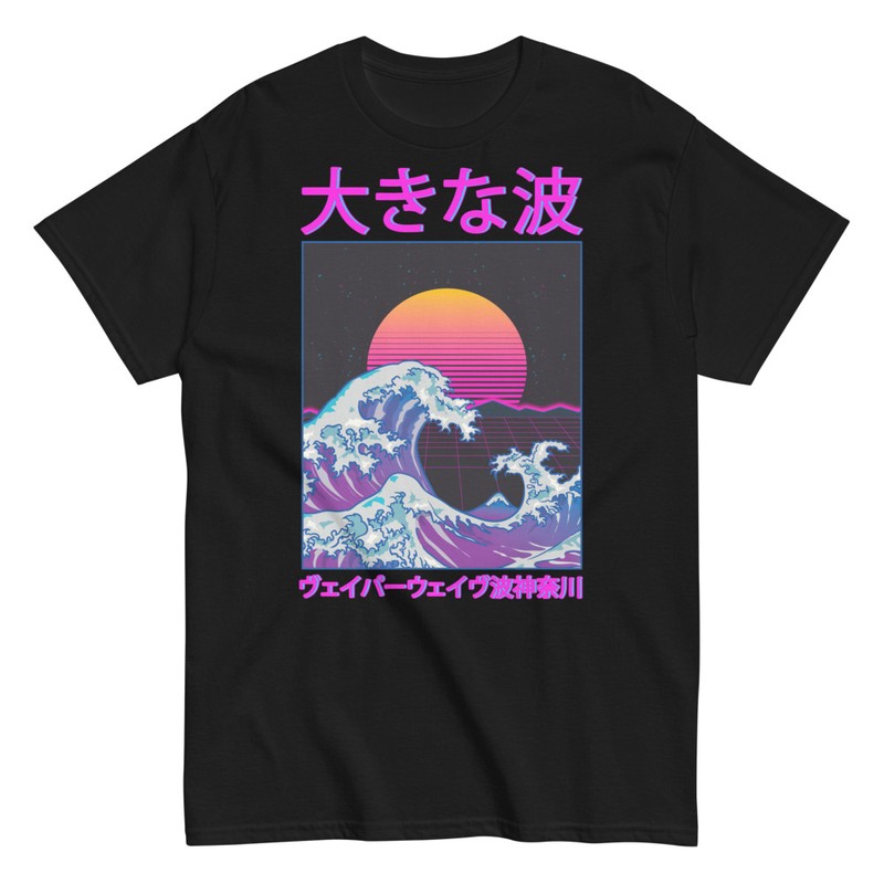 Camisetas: Camiseta estética Vaporwave con La Gran Ola de Kan