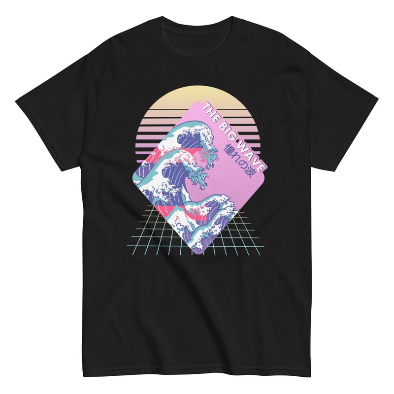 Camisetas: Camiseta Vaporwave La Gran Ola Estilo Vintage