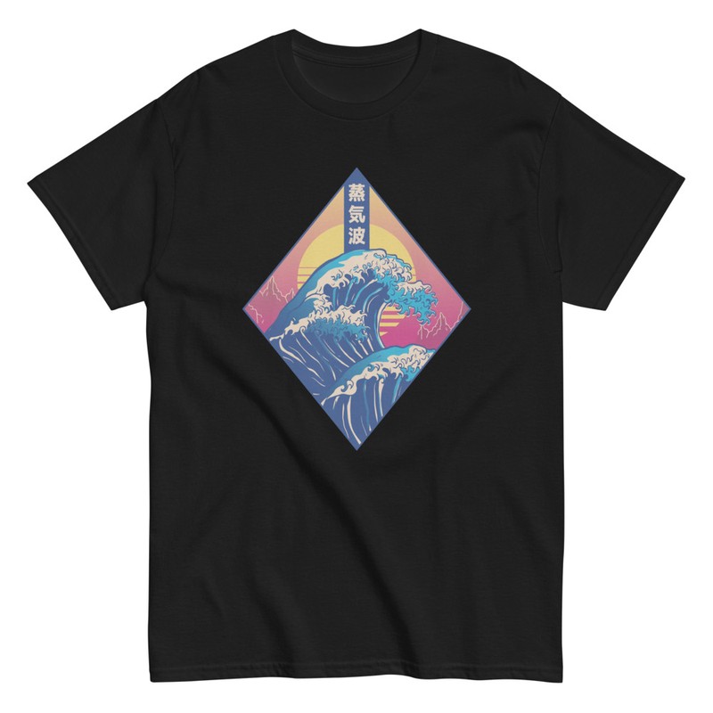 Camisetas: Camiseta Vaporwave Ola de Kanagawa Estilo Vintage 
