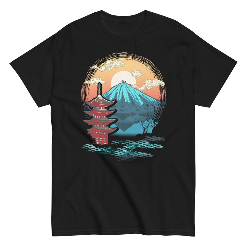 Camisetas: Camiseta Vintage Japón con Monte Fuji y Templo