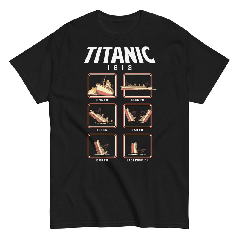 Camisetas: Camiseta Titanic 1912 con posiciones de hundimient