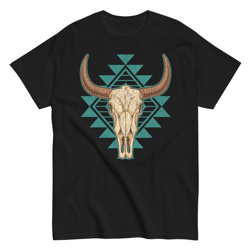 Camisetas: Camiseta calavera de vaca decorativa