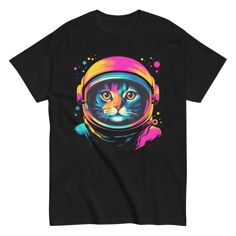 Camisetas: Camiseta gato astronauta psicodélico