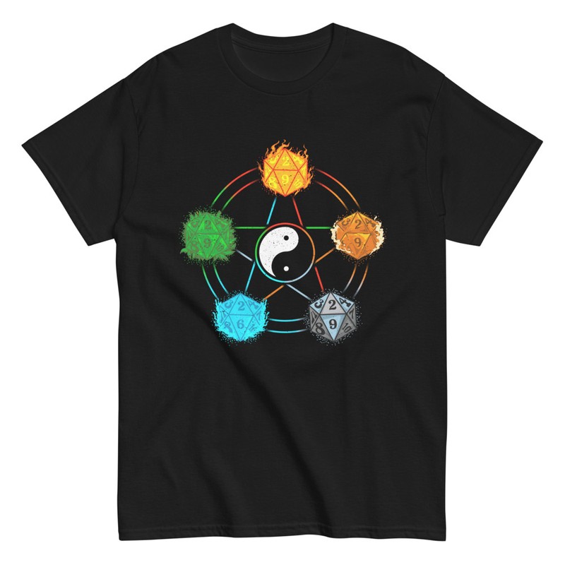 Camisetas: Camiseta estrella con dados y yin yang