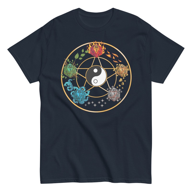 Camisetas: Ying Yang Pentagrama RPG 5 Elementos