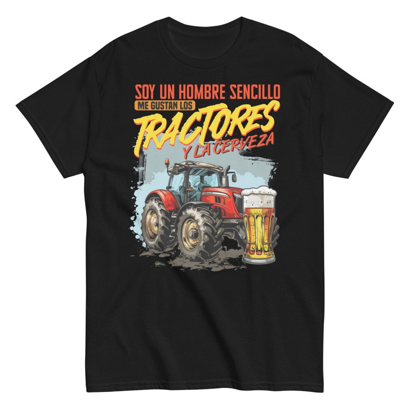 Camisetas: Tractores y Cerveza Hombre Sencillo