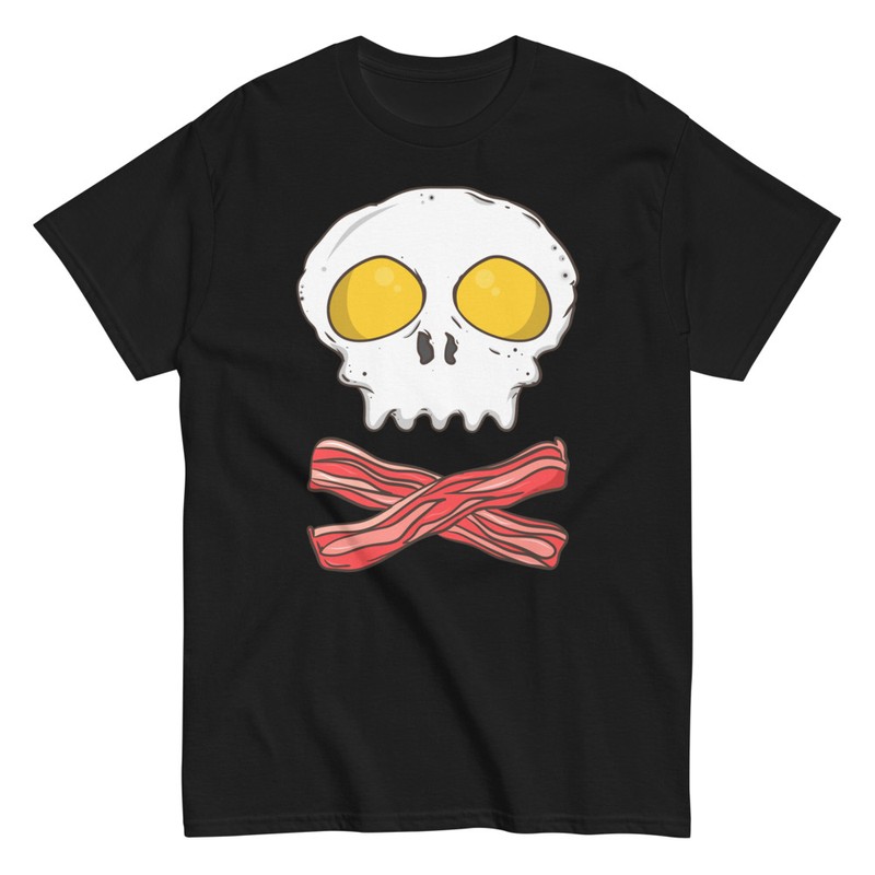 Camisetas: Calavera Pirata Huevos y Beicon