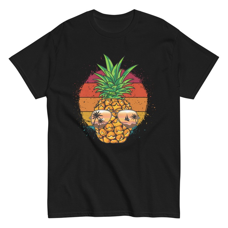 Camisetas: Piña Veraniega Gafas de Sol Vintage