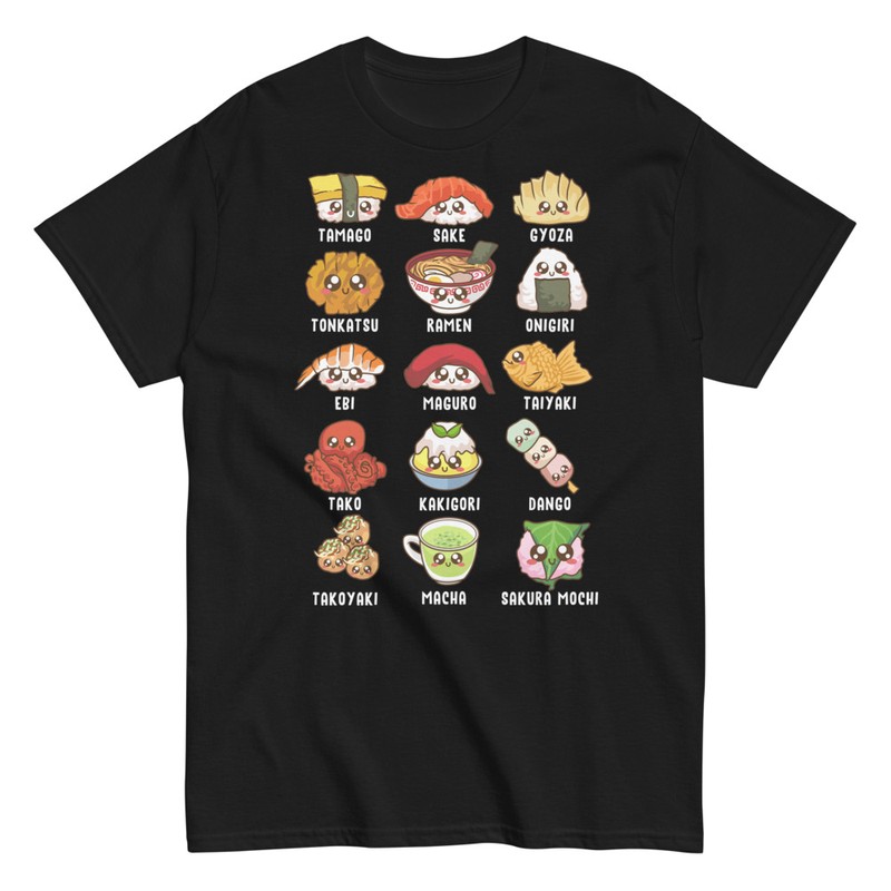 Camisetas: Tipos de Ramen y Sushi Kawaii