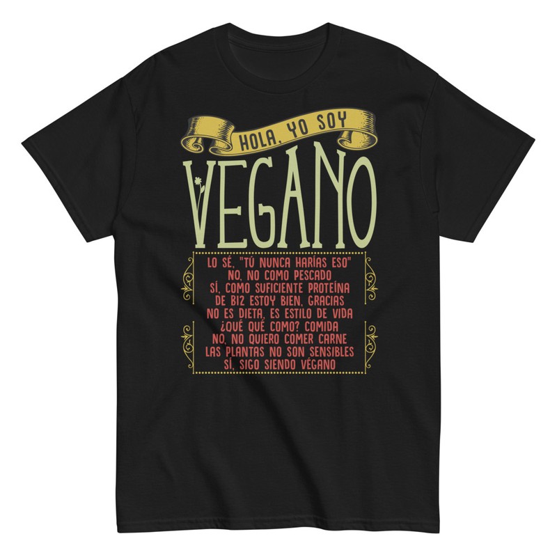 Camisetas: Hola Soy Vegano Explicaciones Graciosas