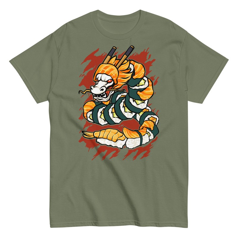 Camisetas: Dragón Sushi Salmón Oriental