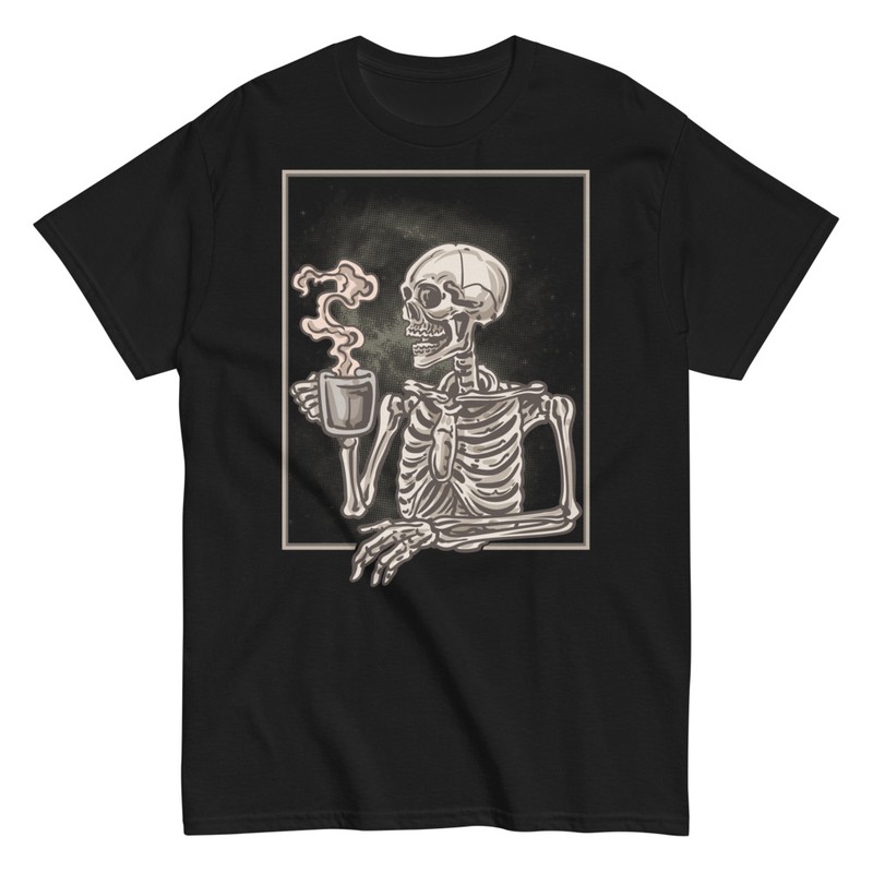 Camisetas: Esqueleto con Taza de Café