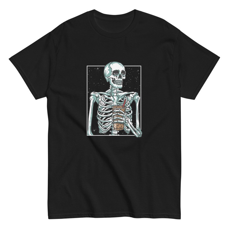 Camisetas: Esqueleto Bebiendo Café Con Hielo