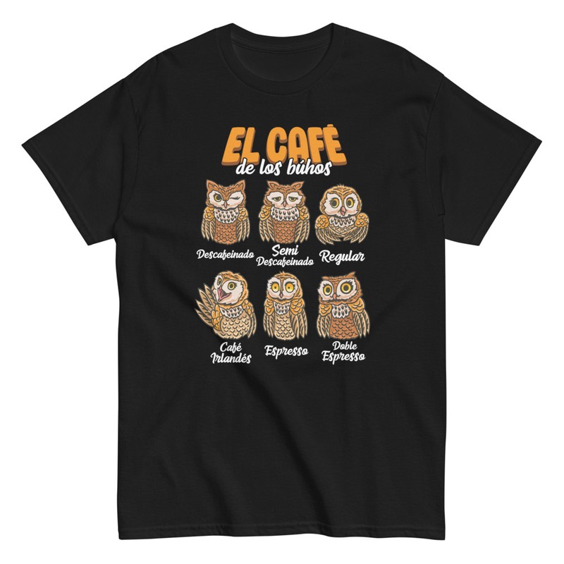 Camisetas: Búhos y Tipos de Café Divertidos