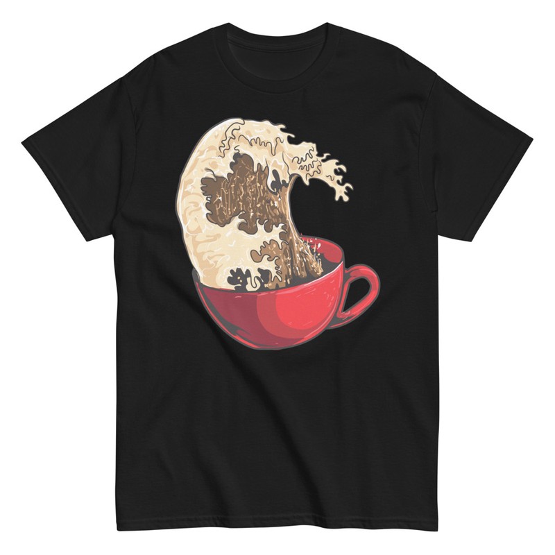 Camisetas: Taza de Café Gran Ola de Kanagawa Divertida