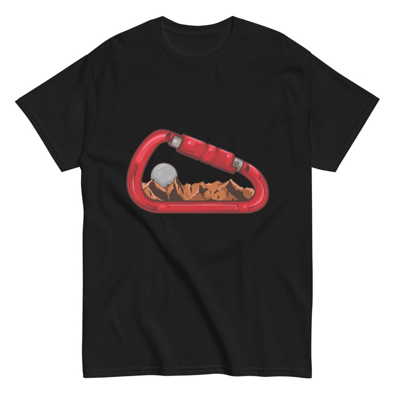 Camisetas: Mosquetón y Montañas con Luna Llena