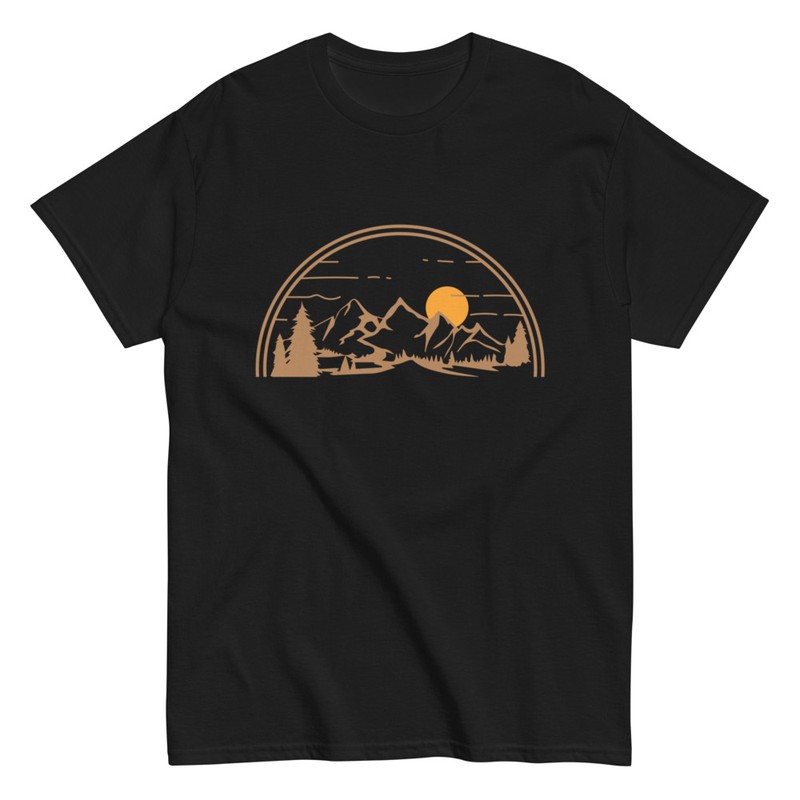 Camisetas: Skyline de Montaña y Puesta de Sol