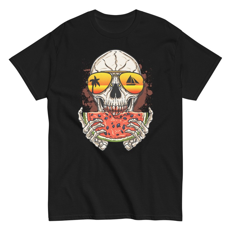 Camisetas: Calavera Comiendo Sandía Halloween