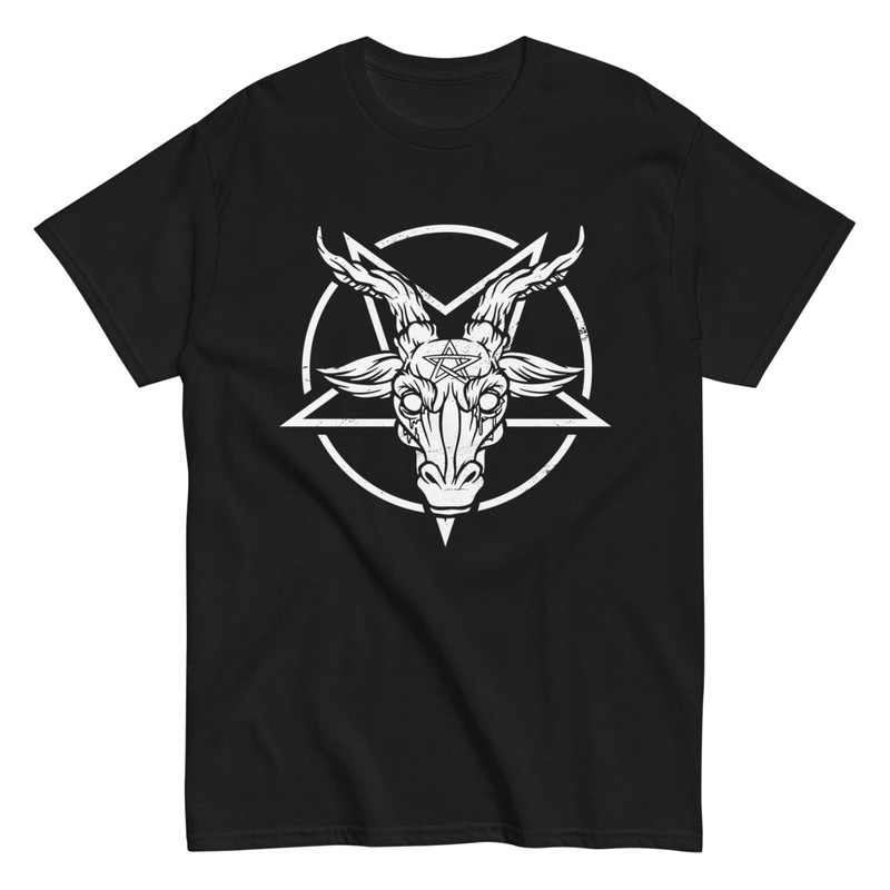 Camisetas: Cabra Demonio Pentagrama Blanco Halloween