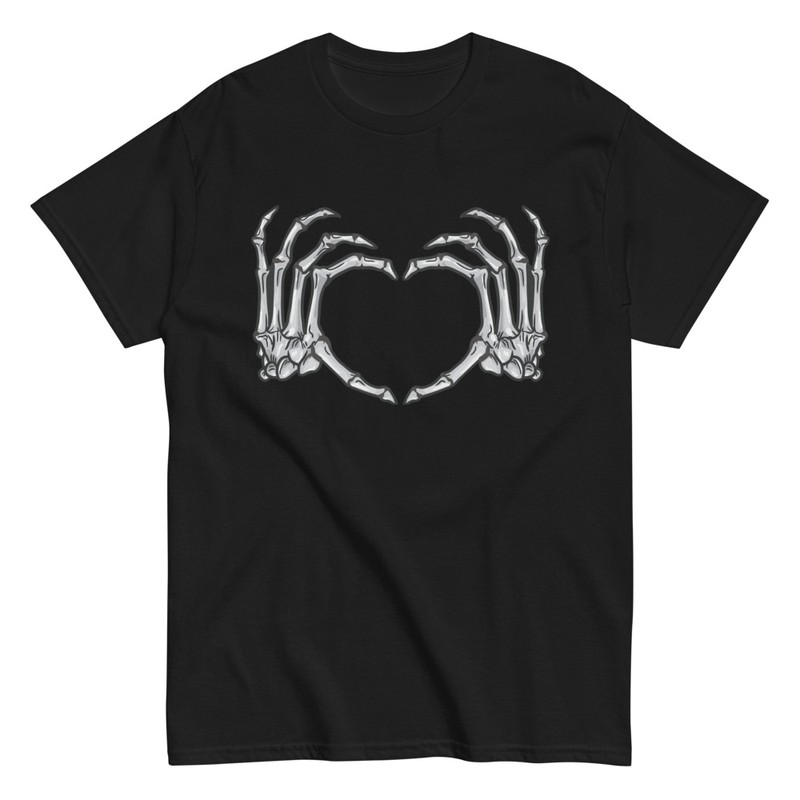 Camisetas: Manos Esqueleto En Forma De Corazón Halloween