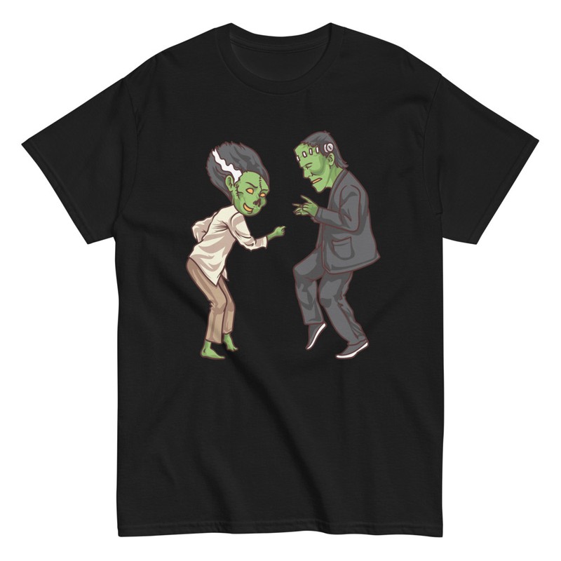 Camisetas: Frankenstein y Novia Bailando Pulp Fiction Hallowe