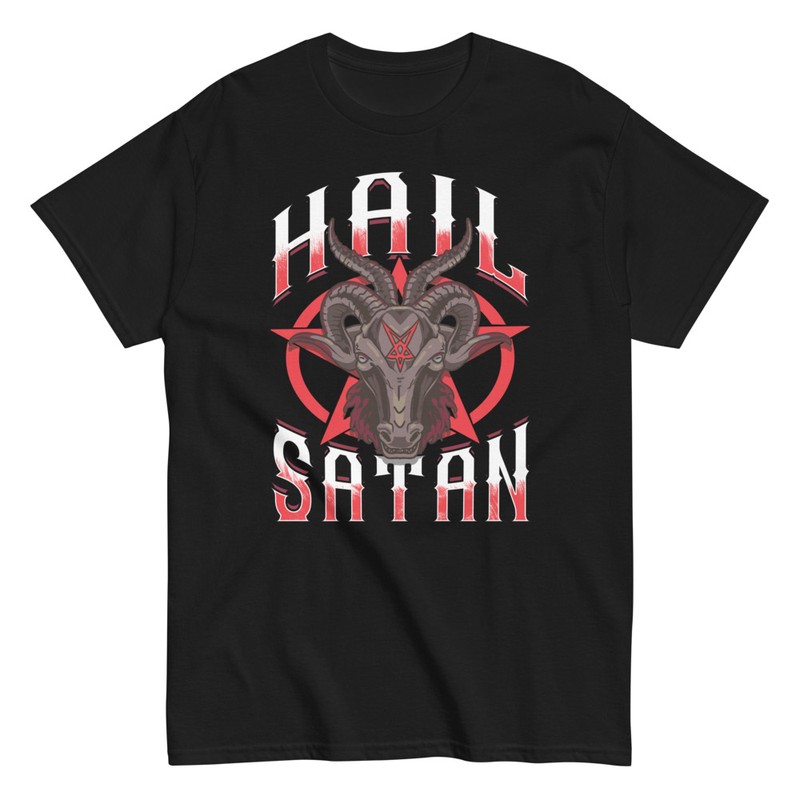 Camisetas: Camiseta Hail Satan con baphomet